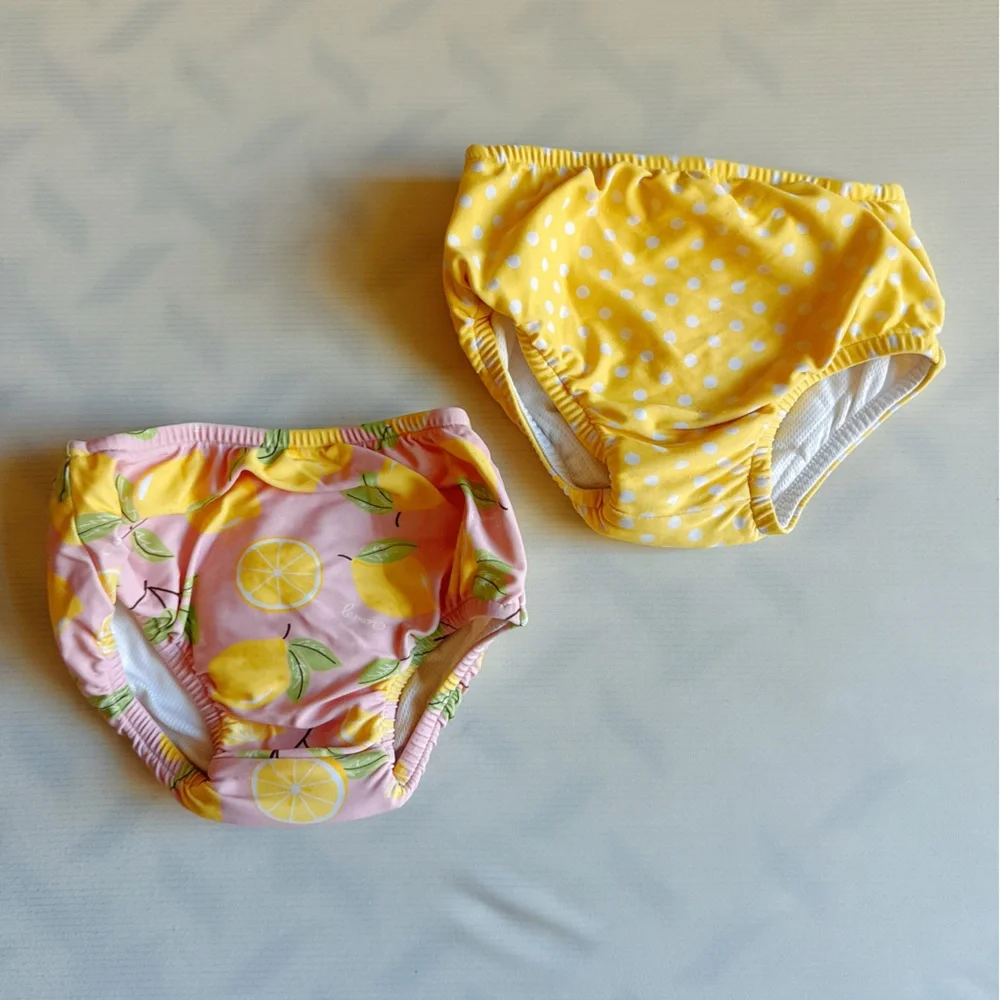 Toddler Swim Diaper Covers (Set of 2) | Lemon & Yellow Polka Dot | 18–24M